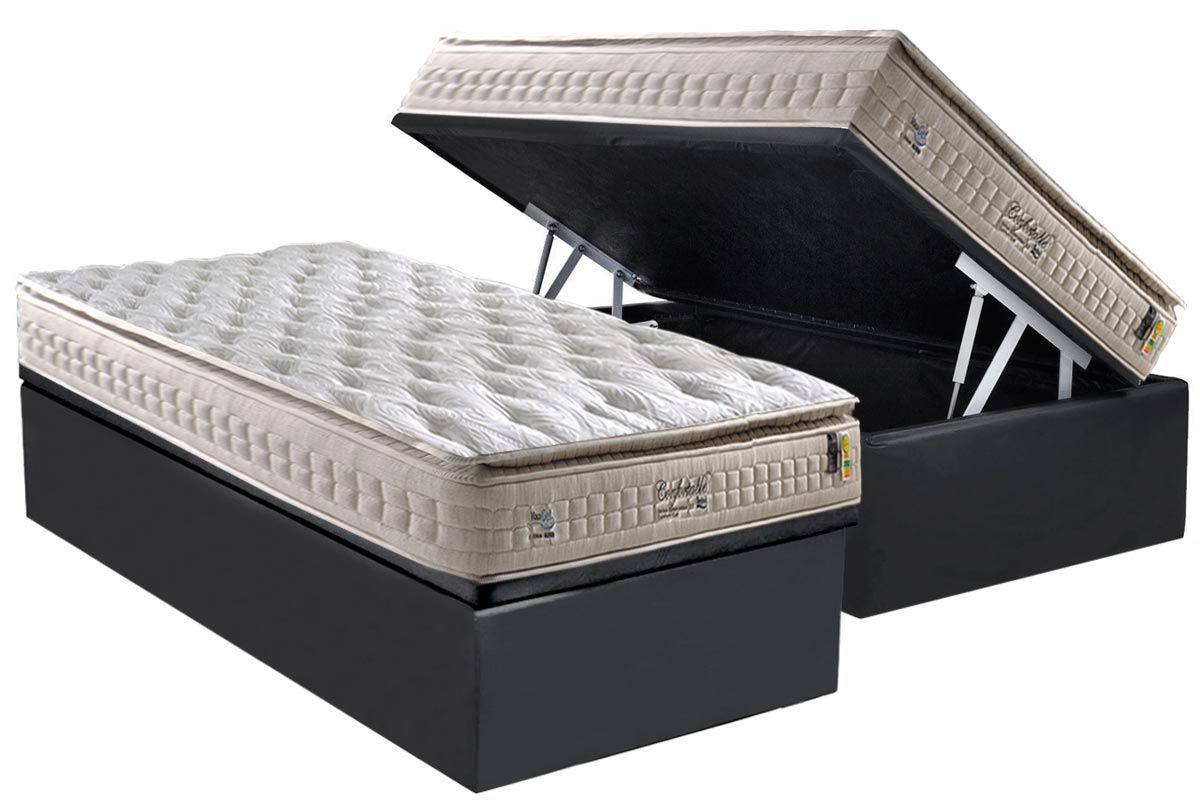 Cama Box Baú CRC +Colchão Molas Confortable Anjos