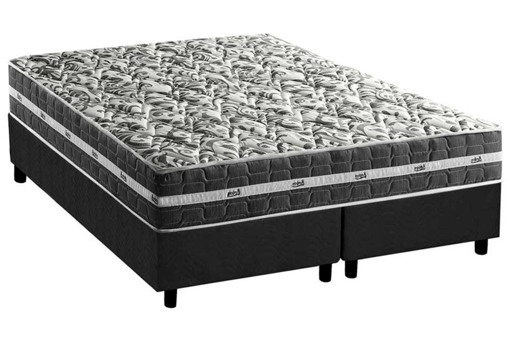 Cama Box : Colchão Molas Anjos Superlastic Anjos Black Grafite 22 + Base CRC Suede Black