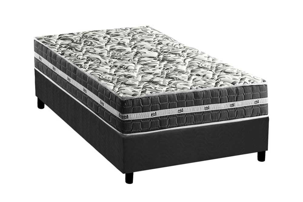 Cama Box : Colchão Molas Anjos Superlastic Anjos Black Grafite 22 + Base CRC Suede Black