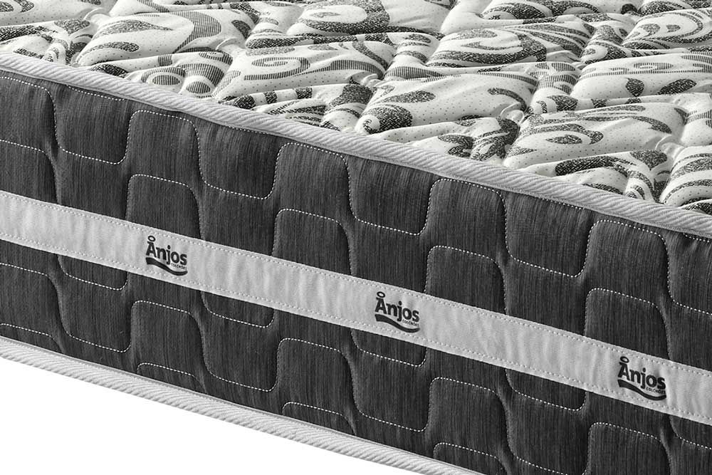 Cama Box : Colchão Molas Anjos Superlastic Anjos Black Grafite 22 + Base CRC Suede Black