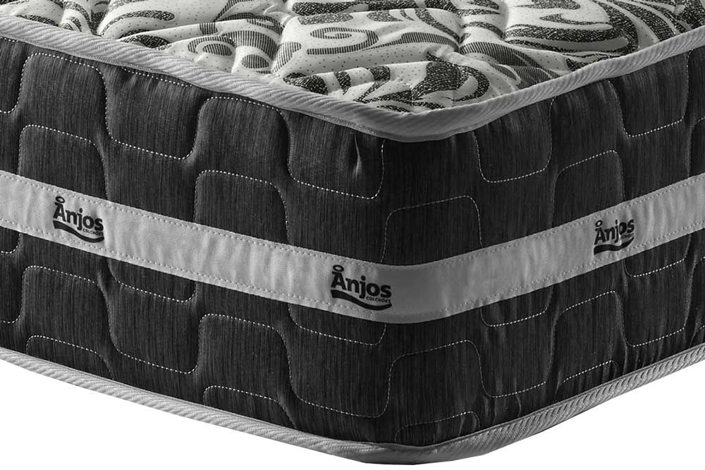 Cama Box : Colchão Molas Anjos Superlastic Anjos Black Grafite 22 + Base CRC Suede Black