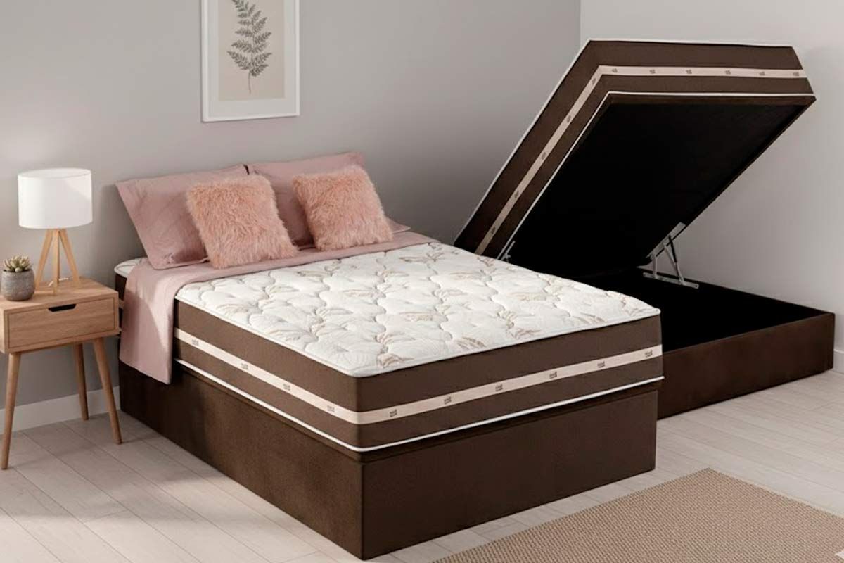 Cama Box Baú CRC +Colchão Molas Classic Anjos