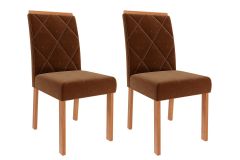 Cadeira Jantar Fernanda Wood Kit 2Un Cimol - Carvalho/Suede Joli Marrom
