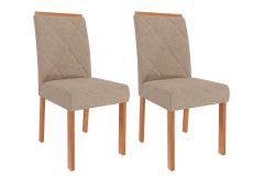 Cadeira Jantar Fernanda Wood Kit 2Un Cimol - Carvalho/Linho Bege