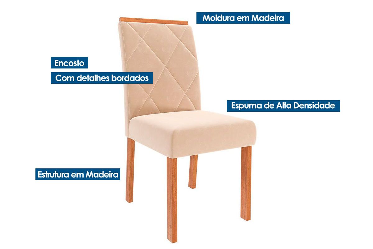 Cadeira Jantar Fernanda Wood Kit 2Un Cimol