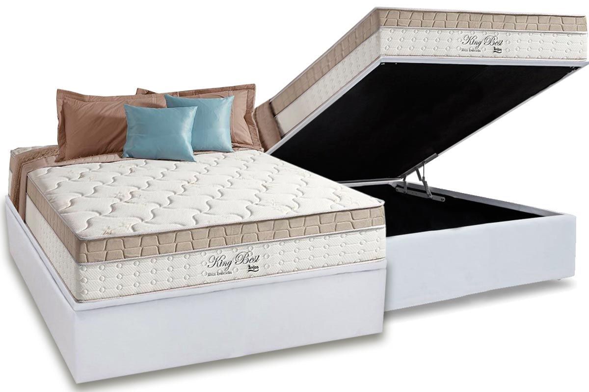 Cama Box Baú CRC +Colchão Molas King Best Anjos