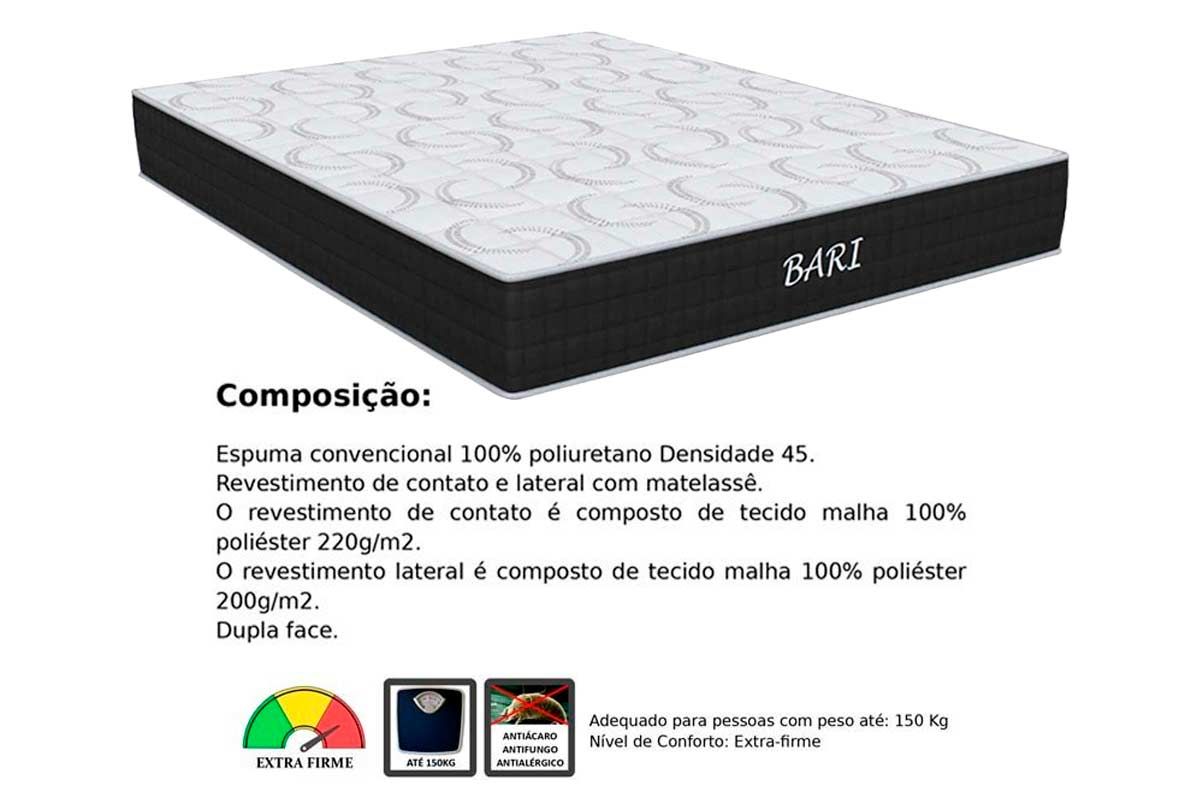Cama Box CRC +Colchão Espuma D45 Bari Orthoflex
