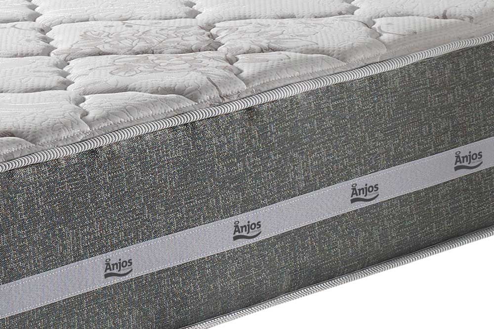 Cama Box Baú : Colchão Molas Ensacadas Anjos Anjos Classic Gray 26 + Base CRC Suede Cinza