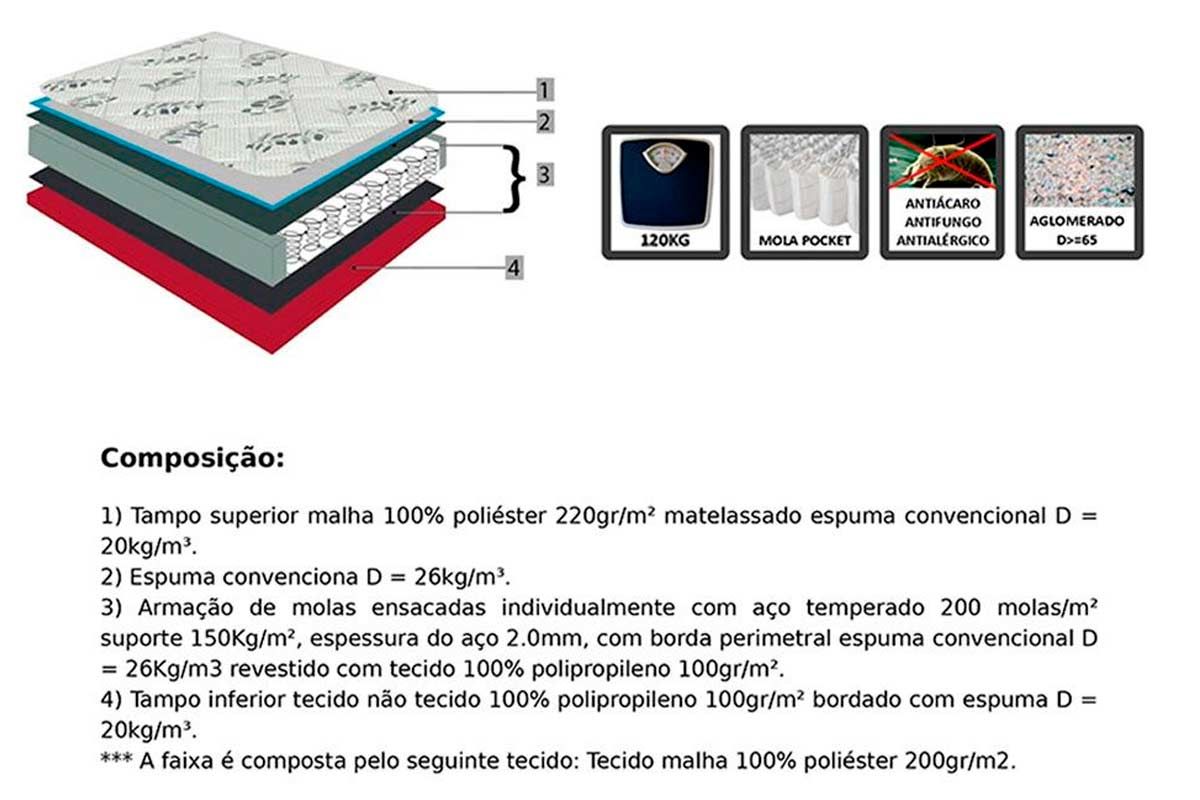 Cama Box CRC +Colchão Molas Starflex Orthoflex