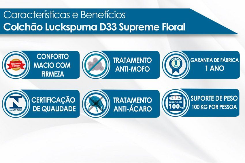 Cama Box Baú CRC +Colchão D33 Supreme Luckspuma