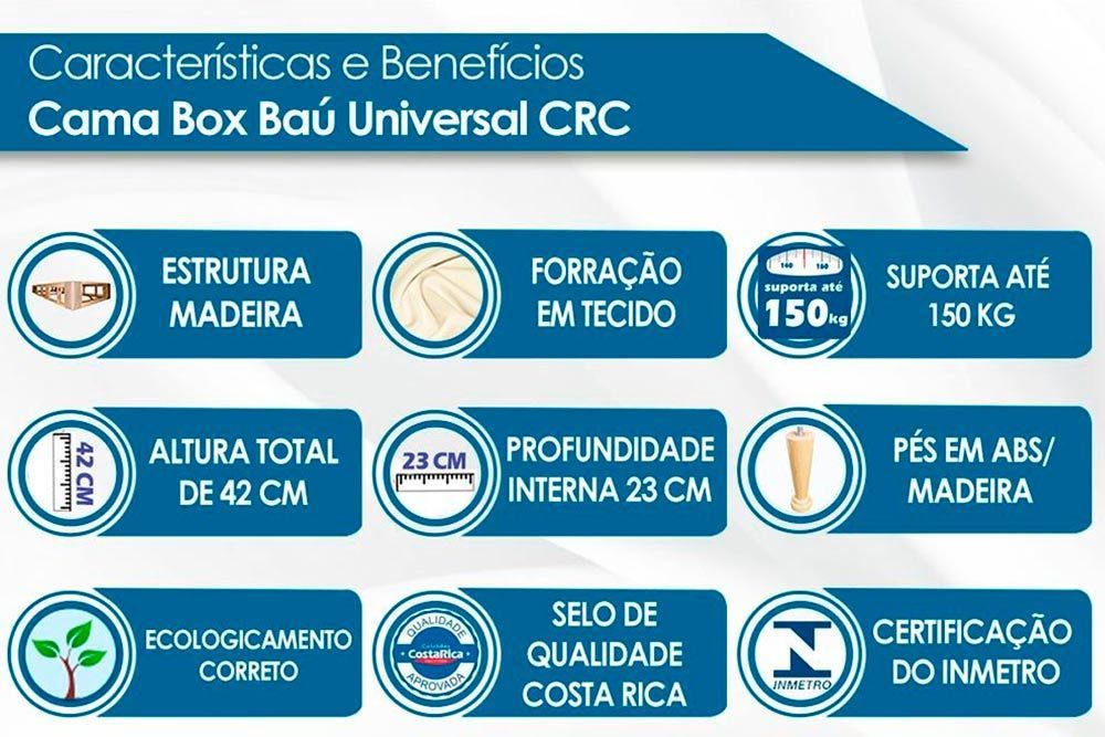 Cama Box Baú CRC +Colchão D45 Gran Luck Luckspuma
