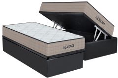 Conjunto Box Baú: Colchão Espuma Orthoflex D45 Genova + Base CRC Suede Gray
