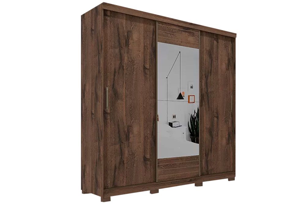 Guarda Roupa Casal 3 Portas de Correr (1 c/Espelho) e 4 Gavetas Búzios Panan Guarda Roupa Casal 3 Portas de Correr (1 c/Espelho) e 4 Gavetas Búzios Panan
