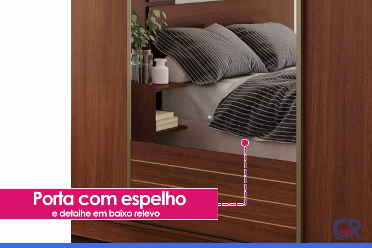 Guarda Roupa Casal 3 Portas de Correr (1 c/Espelho) e 4 Gavetas Búzios Panan Guarda Roupa Casal 3 Portas de Correr (1 c/Espelho) e 4 Gavetas Búzios Panan