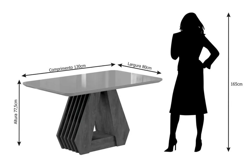 Sala Jantar Mesa Ágata c/ Tampo Madeirado 130cm e 4 Cadeiras Clarice - Cimol