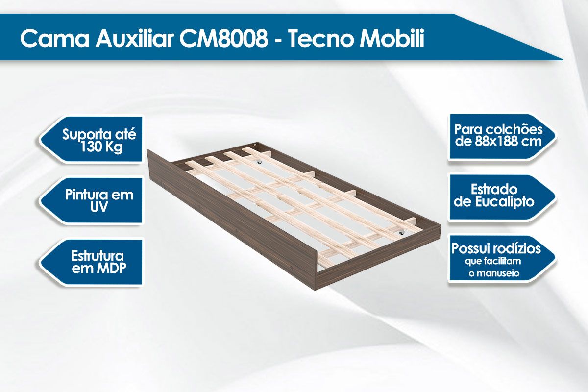 Cama Auxiliar Solteiro CM8008 Tecno Mobili Cama Auxiliar Solteiro CM8008 Tecno Mobili