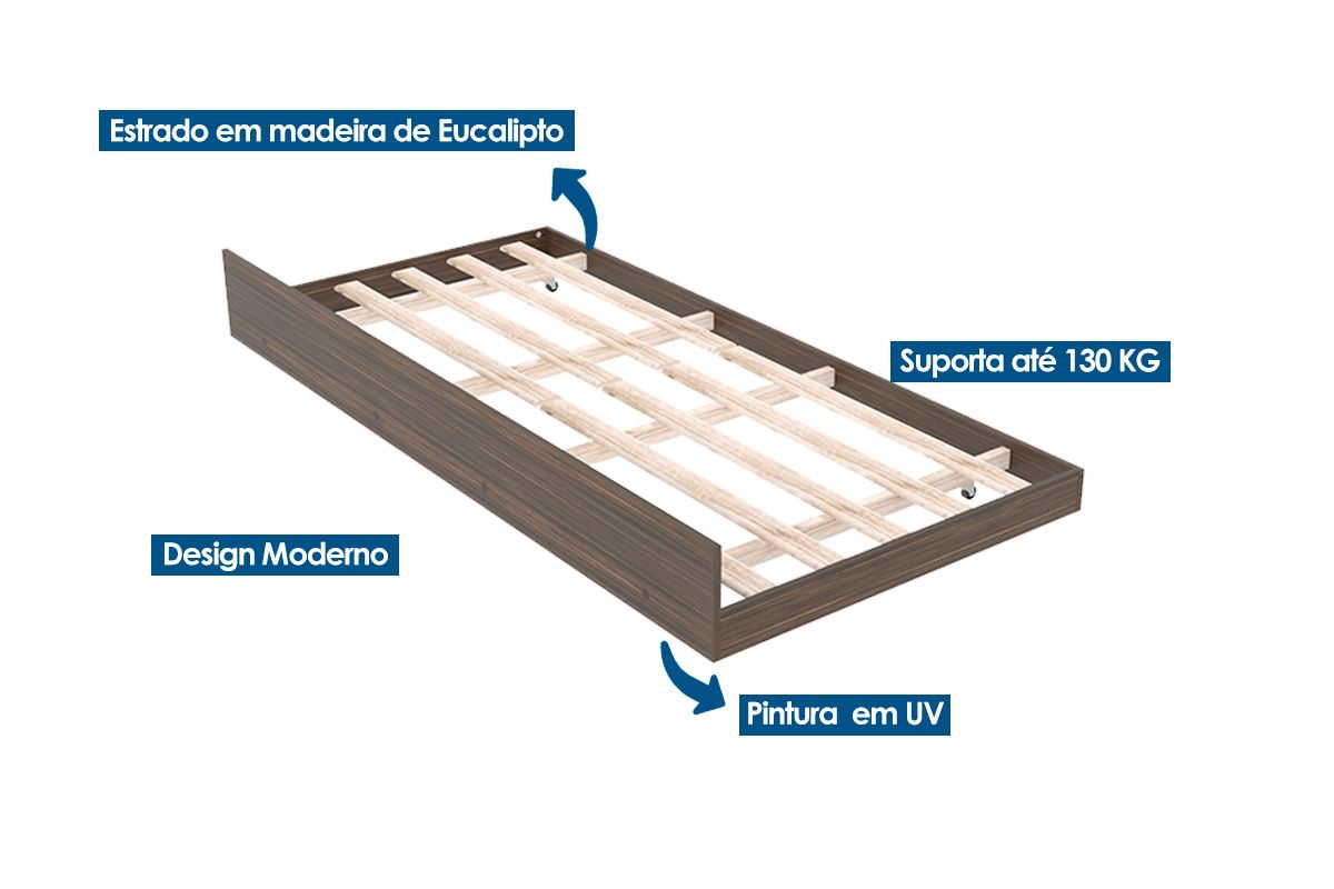 Cama Auxiliar Solteiro CM8008 Tecno Mobili Cama Auxiliar Solteiro CM8008 Tecno Mobili