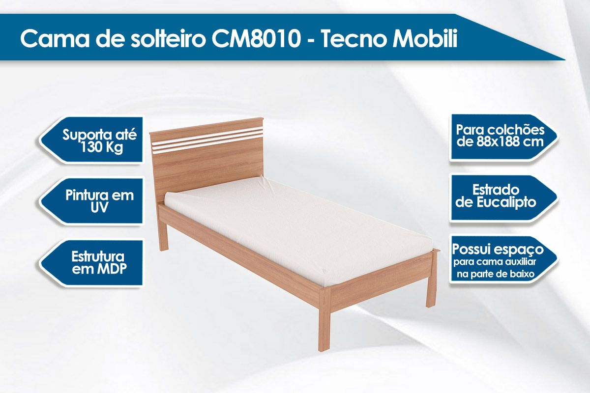 Cama Solteiro CM8010 Tecno Mobili