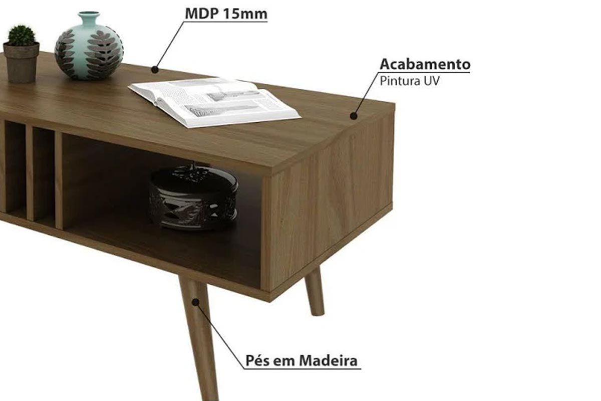 Mesa Centro Sala MC2226 c/2 Nichos Tecno Mobili Mesa Centro Sala MC2226 c/2 Nichos Tecno Mobili