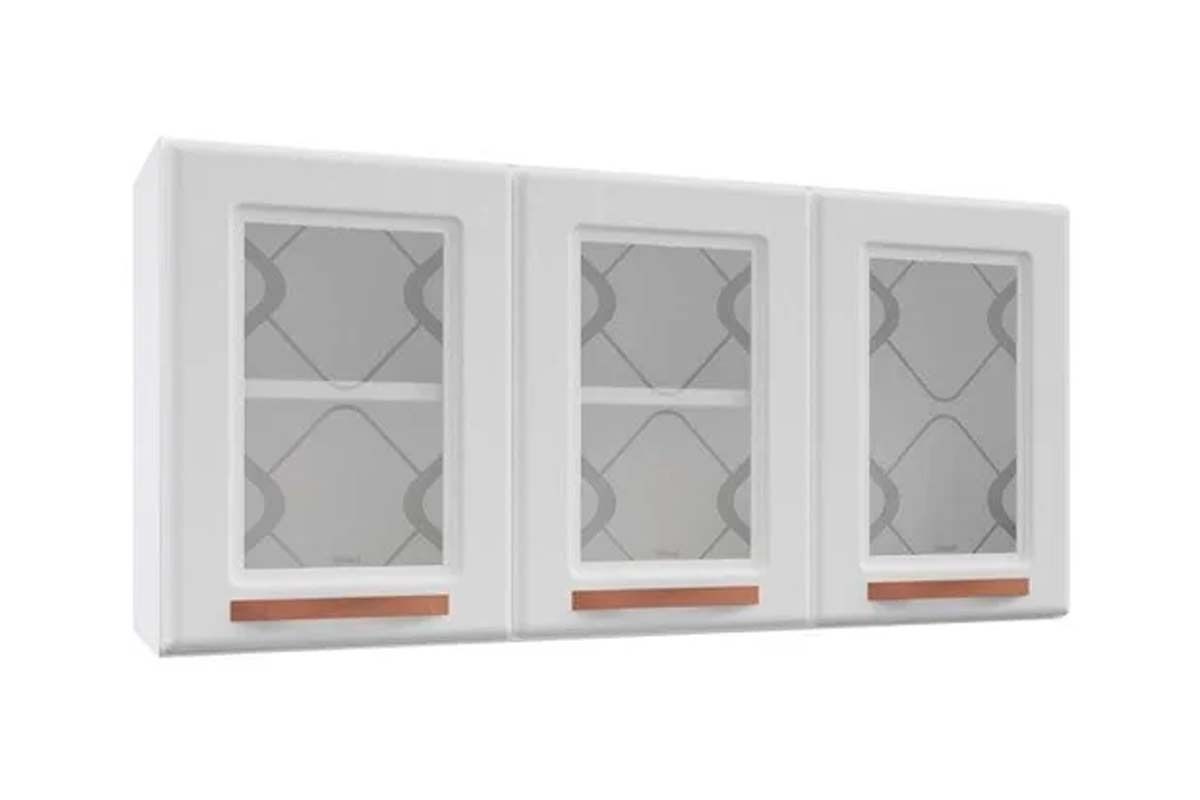 Armário Aéreo Cozinha Telasul Mirage New Aço c/3 Portas c/Vidro 120cm