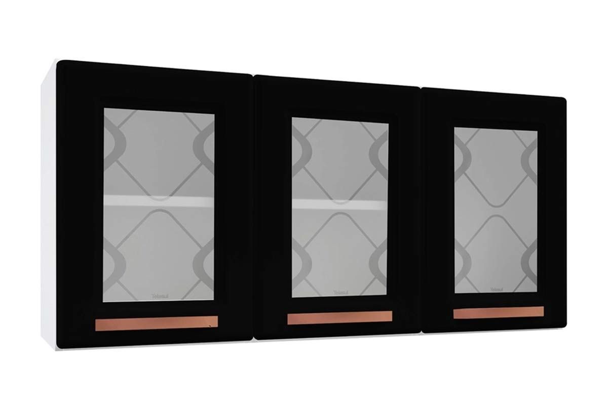 Armário Aéreo Cozinha Telasul Mirage New Aço c/3 Portas c/Vidro 120cm