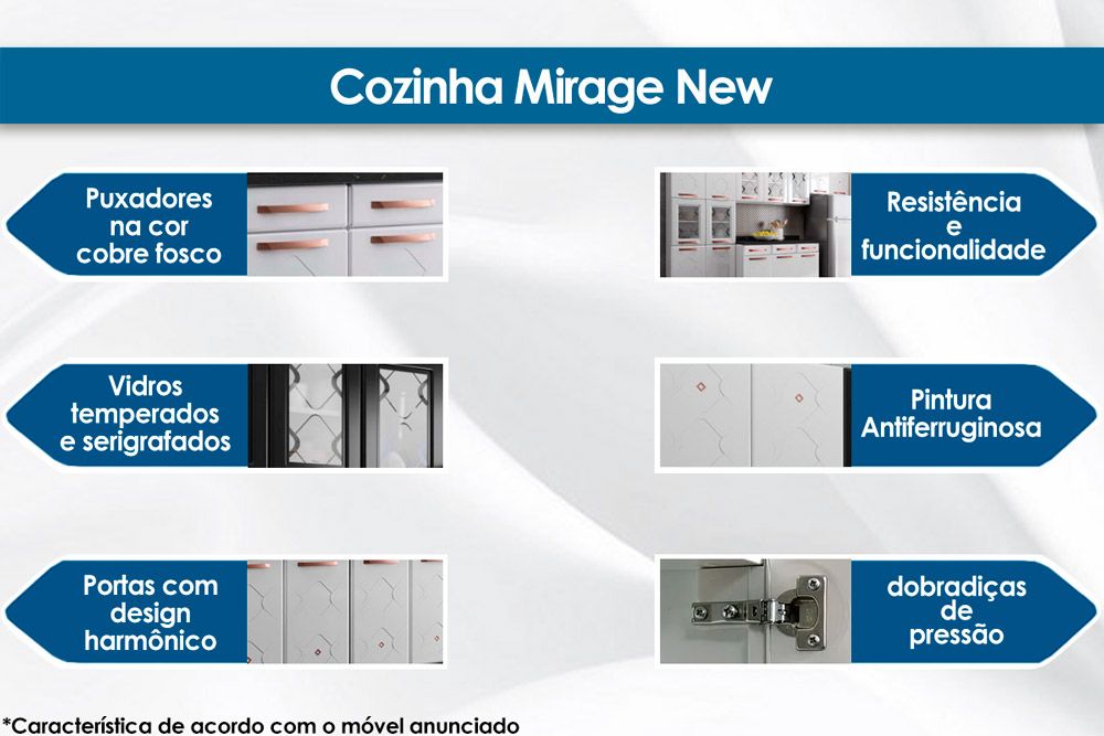 Armário Aéreo Cozinha Telasul Mirage New Aço c/3 Portas c/Vidro 120cm