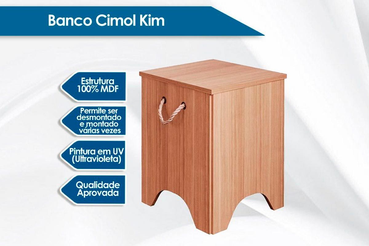 Sala Jantar Mesa Lisa c/ Tampo Madeirado 130x80cm e 4 Bancos Kim - Cimol