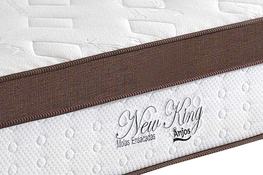 Cama Box : Colchão Molas Ensacadas Anjos New King Pillow Top 35 + Base CRC Suede Brown 