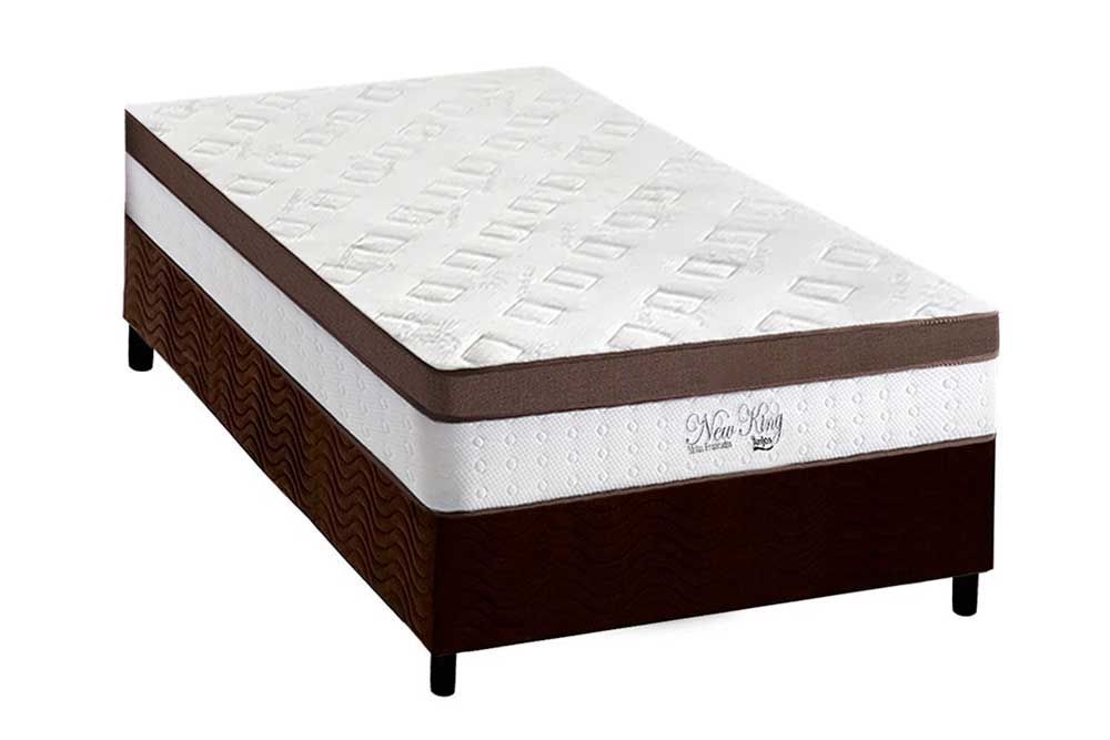 Cama Box : Colchão Molas Anjos Superlastic Anjos New King Pillow Top 35 + Base CRC Suede Brown