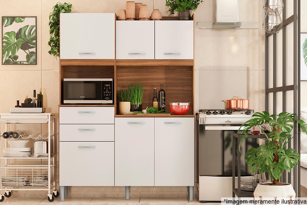 Cozinha Compacta Demóbile Harmonia c/6 Portas 2Gavs 133cm