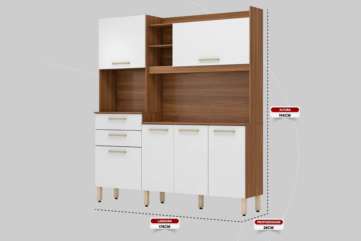 Cozinha Compacta Demóbile Select c/6 Portas e 2 Gavetas 178x194 Cozinha Compacta Demóbile Select c/6 Portas e 2 Gavetas 178x194