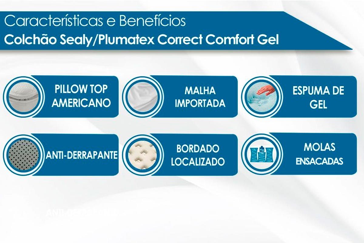 Cama Box CRC +Colchão Molas Confortgel Plumatex