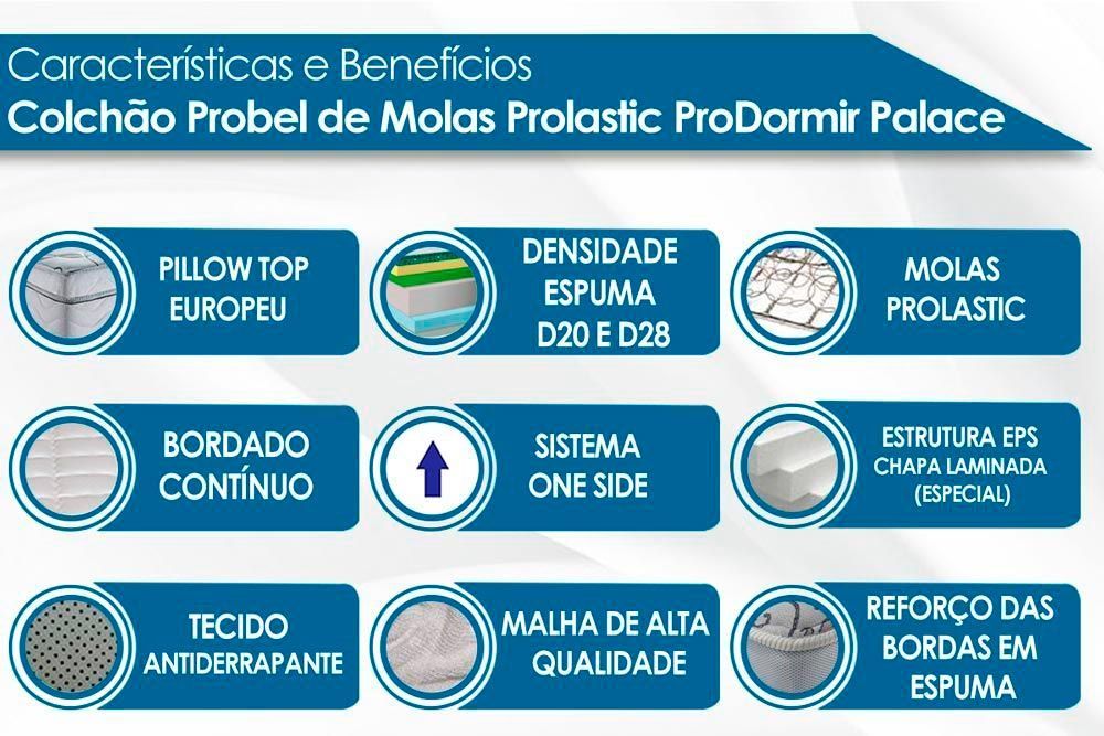 Cama Box CRC +Colchão Molas Palace Probel