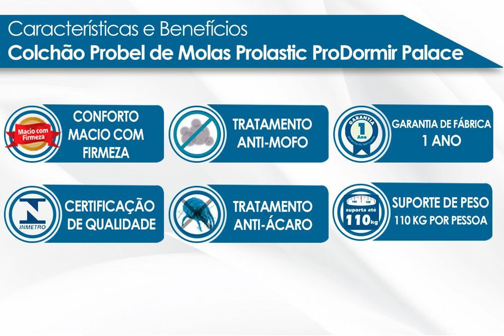 Cama Box Baú CRC +Colchão Molas Palace Probel