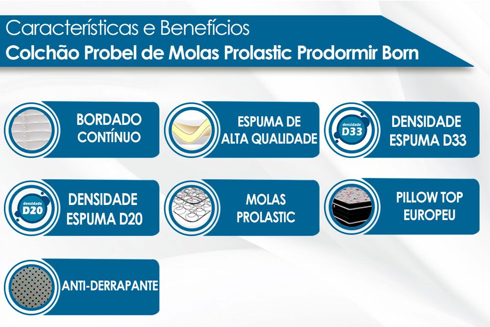 Cama Box Baú CRC +Colchão Molas Born Probel