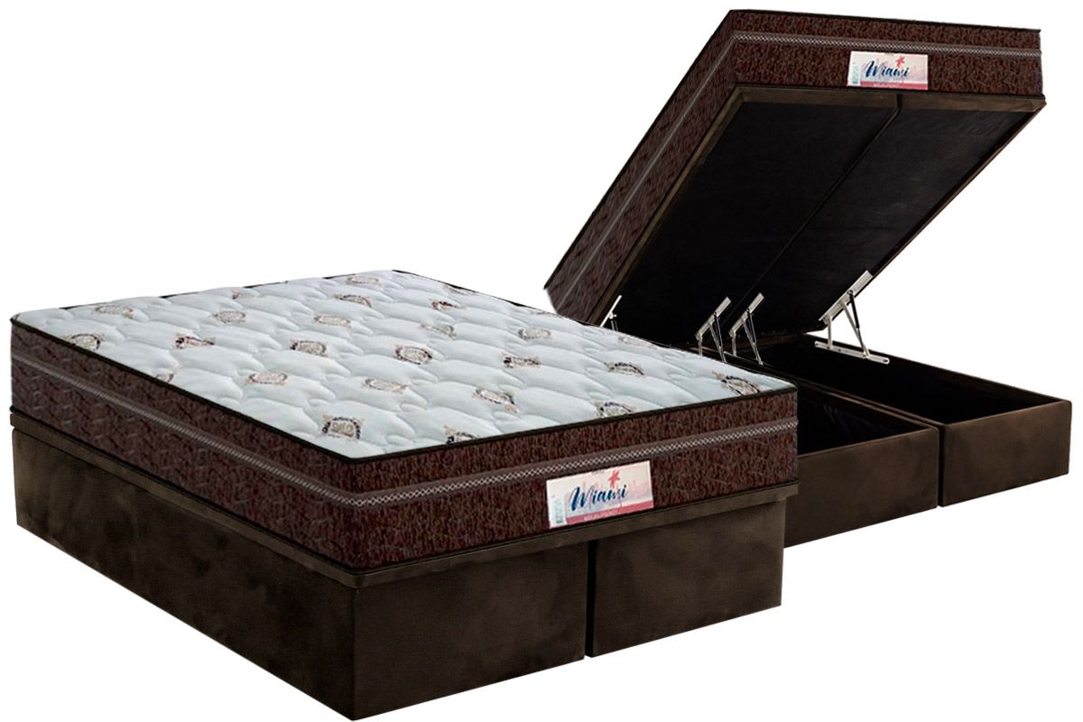 Cama Box Baú CRC +Colchão Molas Miami Probel