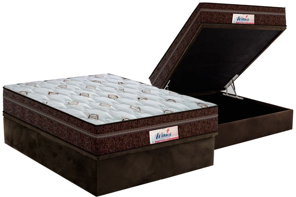 Cama Box Baú CRC +Colchão Molas Miami Probel