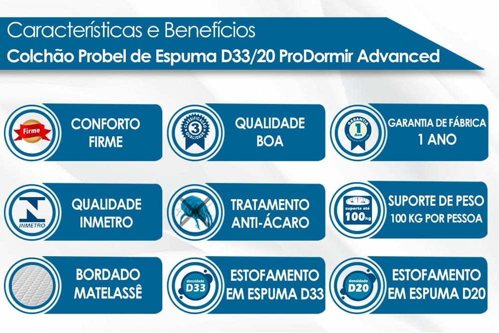 Cama Box CRC +Colchão Espuma D33 Advanced Probel