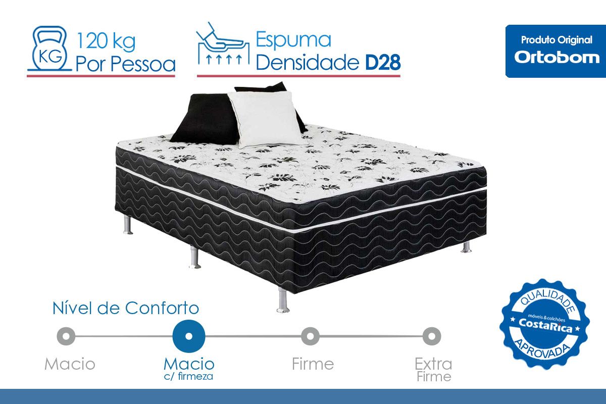 Cama Box Baú CRC +Colchão Ortopédico Orthoface Polar