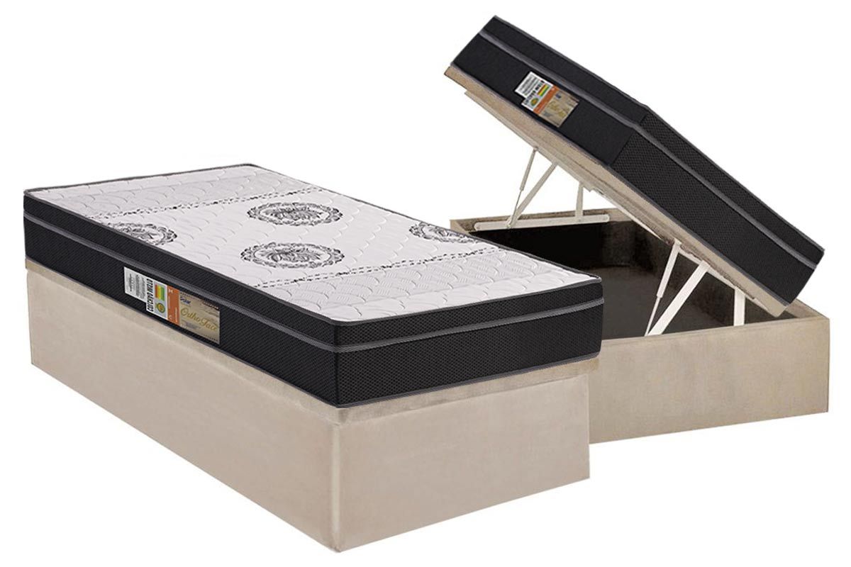 Cama Box Baú CRC +Colchão Ortopédico Orthoface Polar