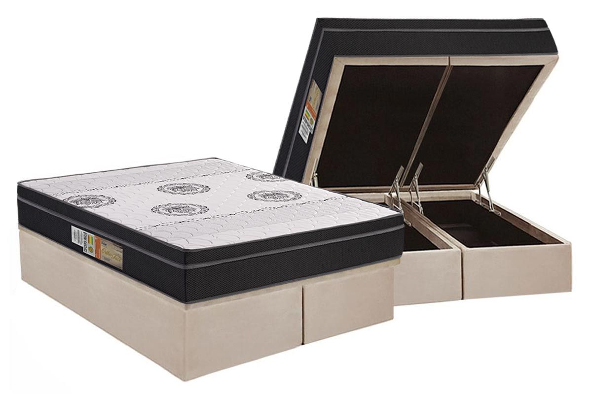 Cama Box Baú CRC +Colchão Ortopédico Orthoface Polar