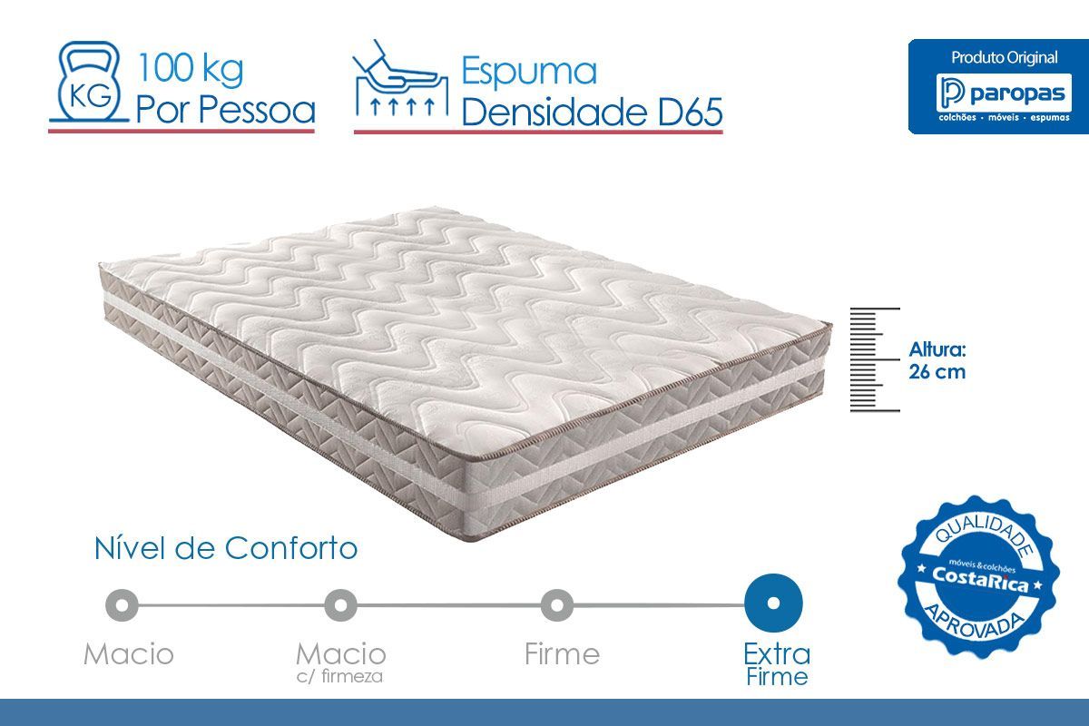 Cama Box Baú CRC +Colchão Ortopédico Confort Paropas