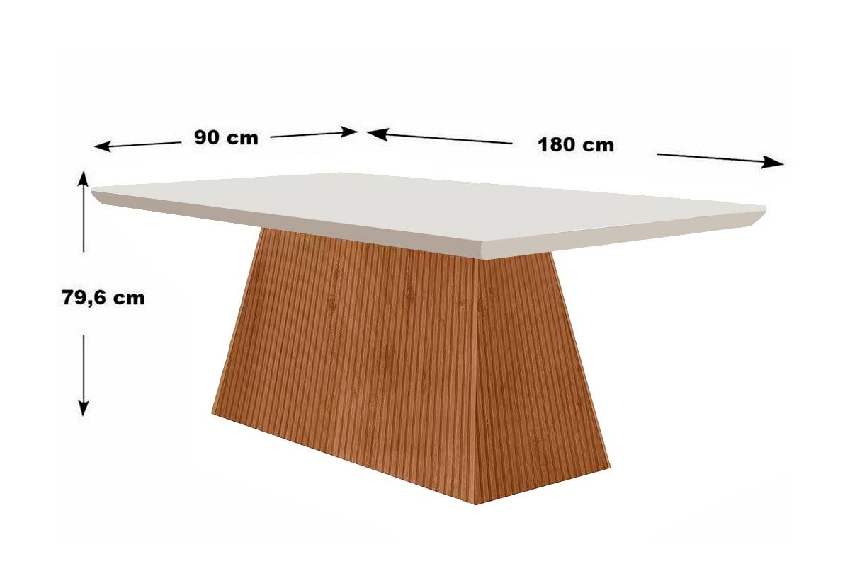 Sala de Jantar Completa Luna Tampo Madeirado Canto Curvo 180x90cm e 6 Cadeiras Grécia - Rufato