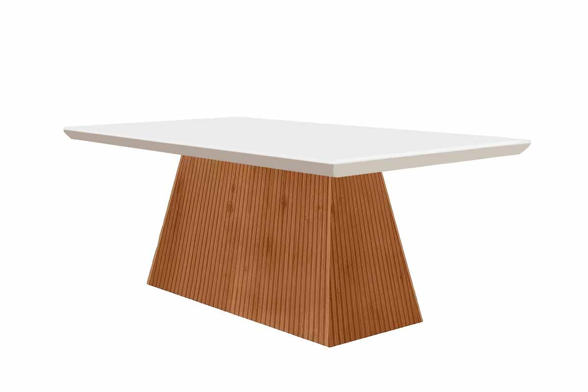 Sala de Jantar Completa Luna Tampo Madeirado Canto Curvo 180x90cm e 6 Cadeiras Grécia - Rufato