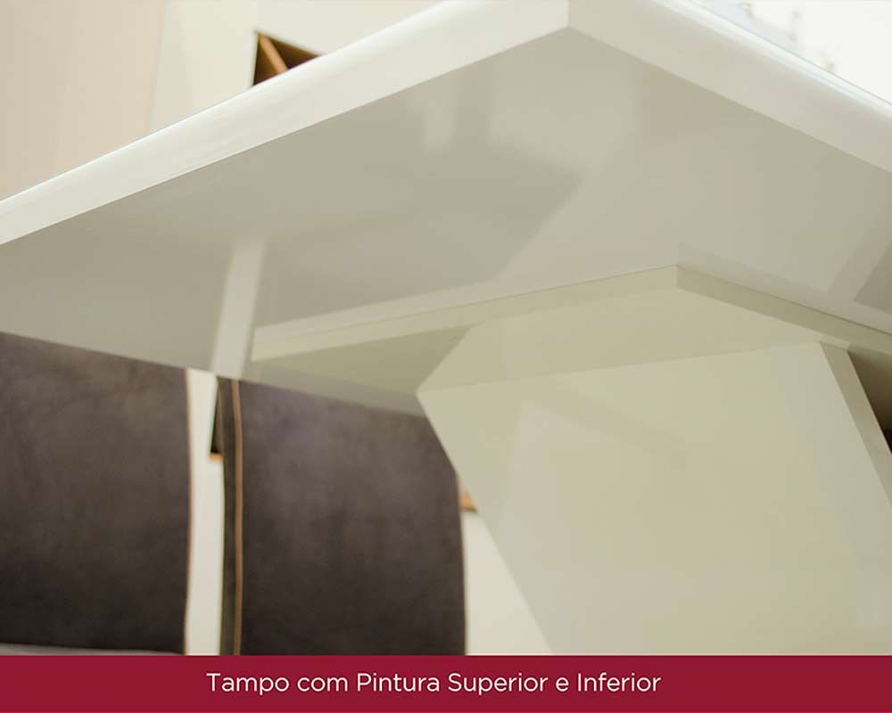 Sala Jantar Mesa Vértice Tampo Madeirado c/Vidro 90x90cm e 4 Cadeiras Isa - Henn