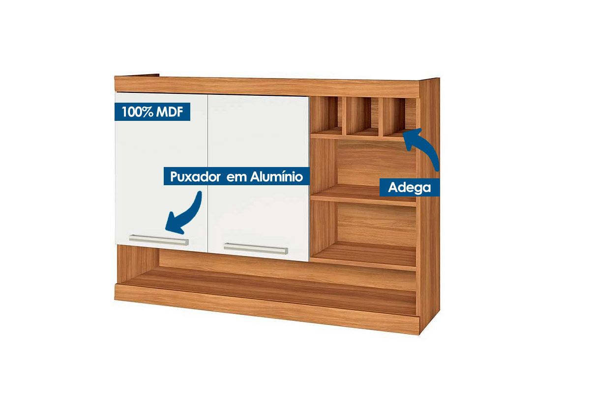 Armário Aéreo Cozinha Nesher Burguesa c/2 Portas 120cm Armário Aéreo Cozinha Nesher Burguesa c/2 Portas 120cm