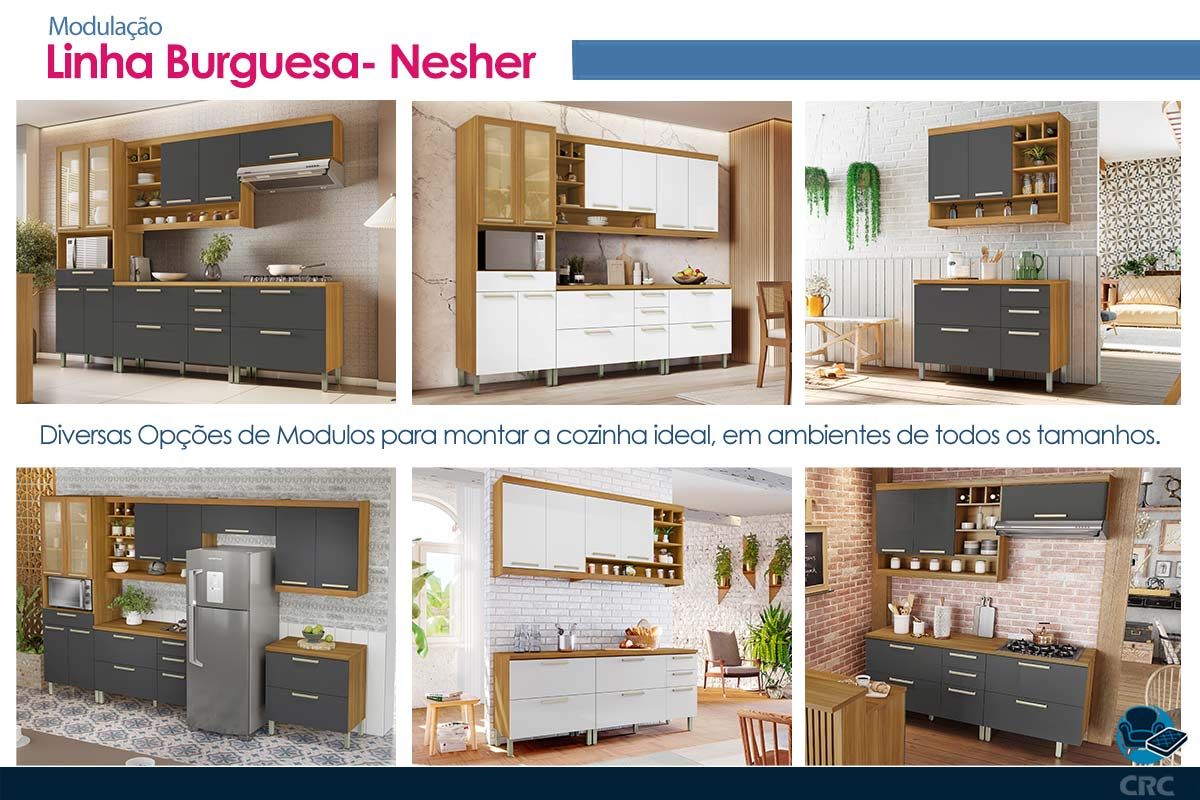 Armário Aéreo Cozinha Nesher Burguesa c/2 Portas 80cm