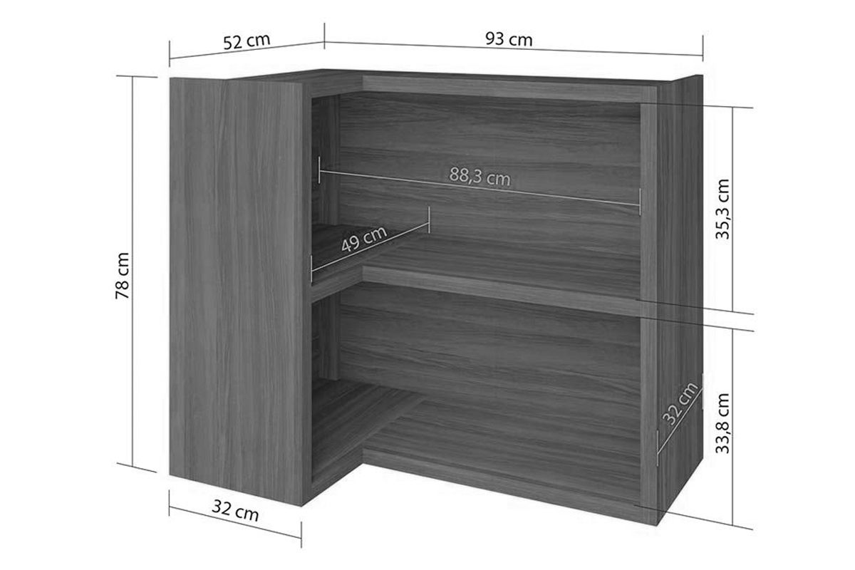 Armário Aéreo Cozinha Nesher Imperatriz Canto 93cm Armário Aéreo Cozinha Nesher Imperatriz Canto 93cm