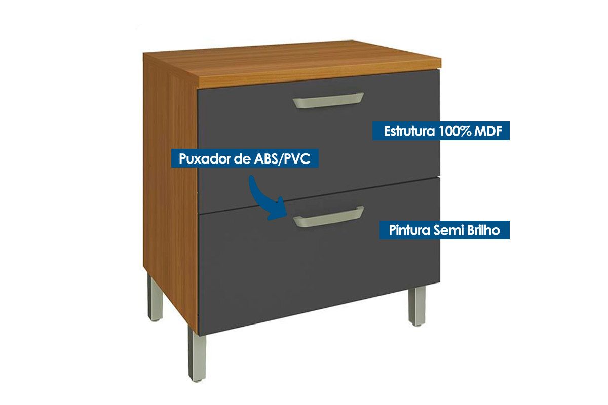 Balcão Cozinha Nesher Princesa c/1 Porta 1Gav 80cm