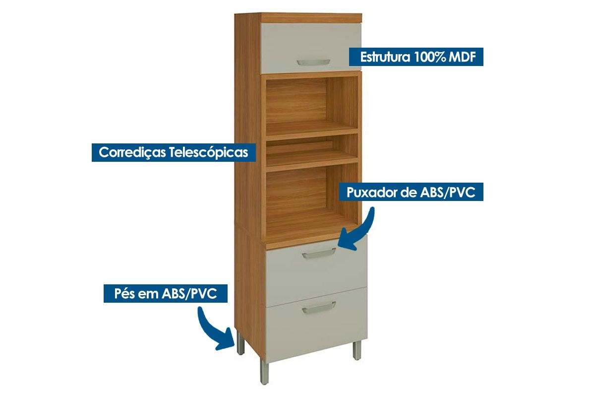 Paneleiro Cozinha Nesher Princesa c/2 Portas 1Gav 70cm
